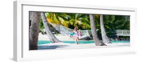 Mother and Two Kids Relaxing on Hammock at Tropical Beach-BlueOrange Studio-Framed Photographic Print