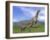 Mother Argentinosaurus Dinosaur and Baby Grazing a Green Landscape-null-Framed Art Print