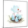 Mother Bird in Nest Feeding Her Babies. Birdies in Nest Eating and Feeding. Vector Illustration EPS-Popmarleo-Mounted Premium Giclee Print