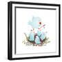 Mother Bird in Nest Feeding Her Babies. Birdies in Nest Eating and Feeding. Vector Illustration EPS-Popmarleo-Framed Art Print