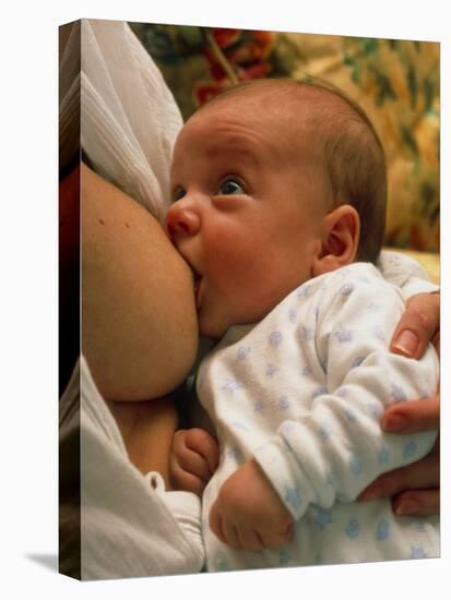 Mother Breast-feeding Her 3 Month Old Baby Boy-David Parker-Stretched Canvas