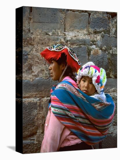 Mother Carries Her Child in Sling, Cusco, Peru-Jim Zuckerman-Stretched Canvas