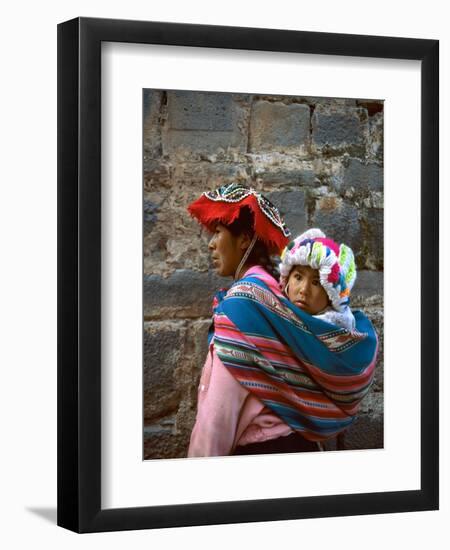 Mother Carries Her Child in Sling, Cusco, Peru-Jim Zuckerman-Framed Premium Photographic Print