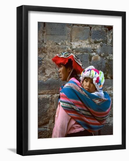 Mother Carries Her Child in Sling, Cusco, Peru-Jim Zuckerman-Framed Photographic Print