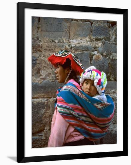 Mother Carries Her Child in Sling, Cusco, Peru-Jim Zuckerman-Framed Photographic Print