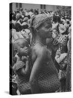 Mother Carrying Her Child During Evangelist Billy Graham's African Crusade-James Burke-Stretched Canvas