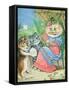 Mother Cat with Fan and Two Kittens-Louis Wain-Framed Stretched Canvas