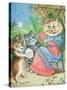 Mother Cat with Fan and Two Kittens-Louis Wain-Stretched Canvas