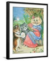 Mother Cat with Fan and Two Kittens-Louis Wain-Framed Giclee Print