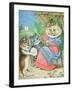 Mother Cat with Fan and Two Kittens-Louis Wain-Framed Giclee Print