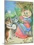 Mother Cat with Fan and Two Kittens-Louis Wain-Mounted Giclee Print