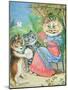Mother Cat with Fan and Two Kittens-Louis Wain-Mounted Giclee Print