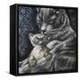 Mother Cat With Kitten-Cherie Roe Dirksen-Framed Stretched Canvas
