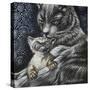 Mother Cat With Kitten-Cherie Roe Dirksen-Stretched Canvas