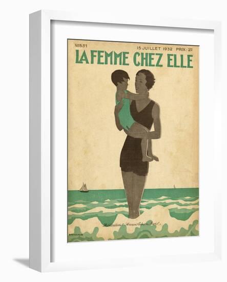 Mother, Child, Seaside-B Baucour-Framed Art Print