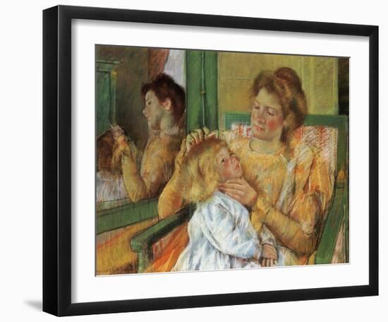 Mother Combing Her Child's Hair-Mary Cassatt-Framed Giclee Print