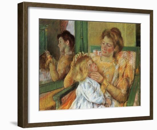 Mother Combing Her Child's Hair-Mary Cassatt-Framed Giclee Print