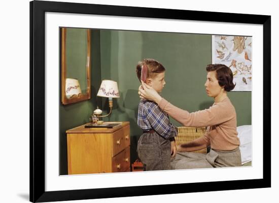 Mother Combing Son's Hair-William P. Gottlieb-Framed Photographic Print