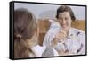 Mother Enjoying Glass of Orange Juice in Bed-William P. Gottlieb-Framed Stretched Canvas