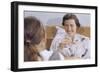 Mother Enjoying Glass of Orange Juice in Bed-William P. Gottlieb-Framed Photographic Print