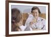 Mother Enjoying Glass of Orange Juice in Bed-William P. Gottlieb-Framed Photographic Print