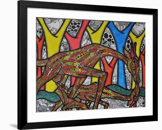 Mother Giraffe-Muktair Oladoja-Framed Giclee Print