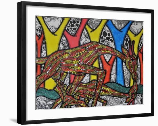 Mother Giraffe-Muktair Oladoja-Framed Premium Giclee Print