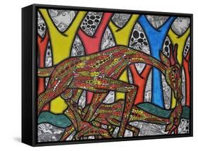 Mother Giraffe-Muktair Oladoja-Framed Stretched Canvas