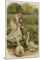 Mother, Girl, Swans-EK Johnson-Mounted Premium Giclee Print