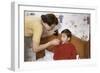 Mother Giving Her Son Medicine-William P. Gottlieb-Framed Photographic Print