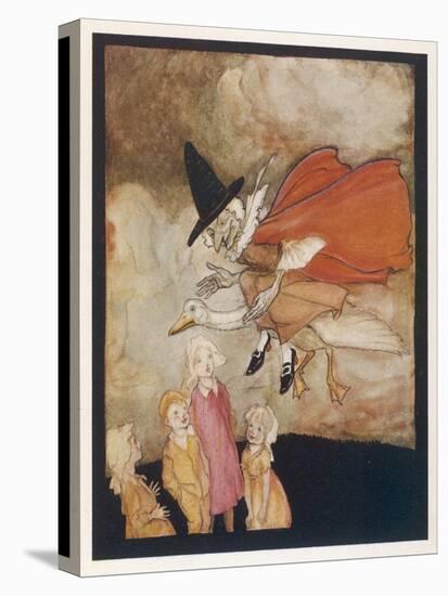 Mother Goose Rides Goose-Arthur Rackham-Stretched Canvas