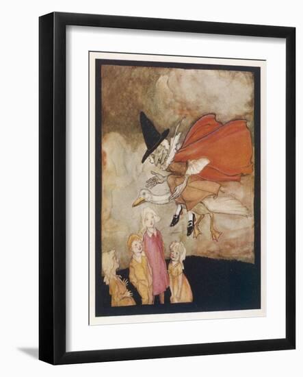 Mother Goose Rides Goose-Arthur Rackham-Framed Art Print