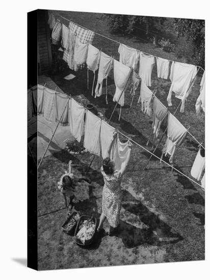 Mother Hanging Laundry Outdoors During Washday-Alfred Eisenstaedt-Stretched Canvas