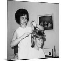 Mother Helps 16 Year Old Daughter Get Ready for Date, Ca. 1970-null-Mounted Photographic Print