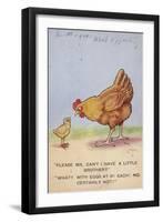 Mother Hen Scolding Chick About Rationed Eggs-null-Framed Giclee Print