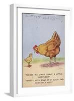 Mother Hen Scolding Chick About Rationed Eggs-null-Framed Giclee Print