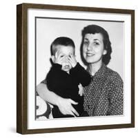 Mother Holding Son Playing Peek-A-Boo, Ca. 1955-null-Framed Photographic Print