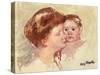 Mother in Profile with Baby Cheek to Cheek-Mary Cassatt-Stretched Canvas