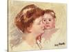 Mother in Profile with Baby Cheek to Cheek-Mary Cassatt-Stretched Canvas