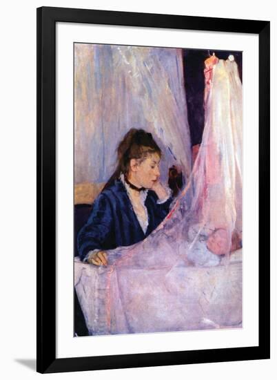 Mother Looks At Baby In The Cradle-Berthe Morisot-Framed Art Print