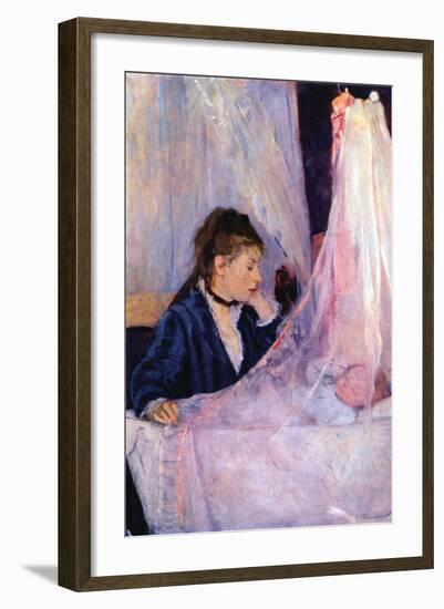 Mother Looks At Baby In The Cradle-Berthe Morisot-Framed Art Print