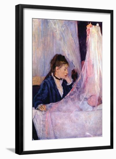 Mother Looks At Baby In The Cradle-Berthe Morisot-Framed Art Print