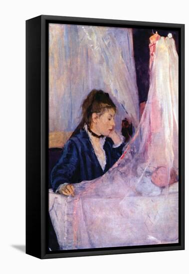 Mother Looks At Baby In The Cradle-Berthe Morisot-Framed Stretched Canvas