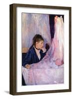 Mother Looks At Baby In The Cradle-Berthe Morisot-Framed Art Print