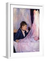 Mother Looks At Baby In The Cradle-Berthe Morisot-Framed Art Print