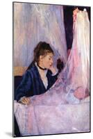 Mother Looks At Baby In The Cradle-Berthe Morisot-Mounted Art Print