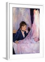 Mother Looks at Baby in the Cradle-Berthe Morisot-Framed Art Print