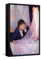 Mother Looks at Baby in the Cradle-Berthe Morisot-Framed Stretched Canvas