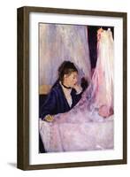 Mother Looks At Baby In The Cradle-Berthe Morisot-Framed Art Print