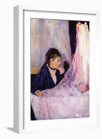 Mother Looks At Baby In The Cradle-Berthe Morisot-Framed Art Print